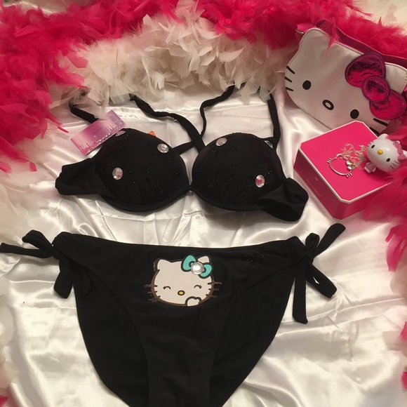 Sanrio Other - GORGEOUS peek a boo custom hello kitty bikini and matching pendent set!